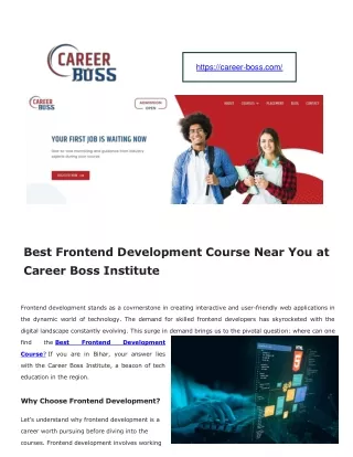 Best Frontend Development Course - Career Boss Institute