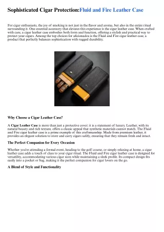 sophisticated cigar protection fluid and fire