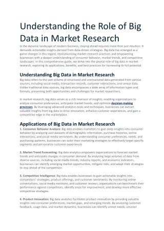 Understanding the Role of Big Data in Market Research