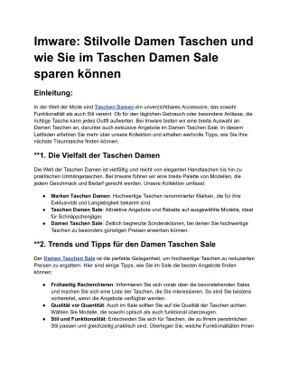 Imware_ Stilvolle Damen Taschen und wie Sie im Taschen Damen Sale sparen können