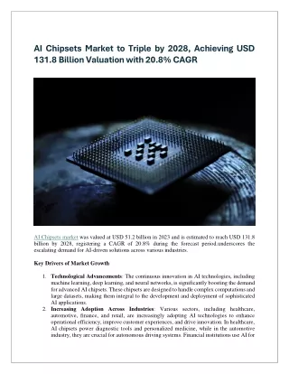 AI chip market is projected to grow from USD 123.16 billion in 2024 to USD 311.5