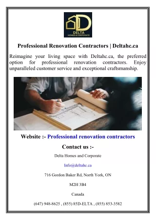 Professional Renovation Contractors   Deltahc.ca