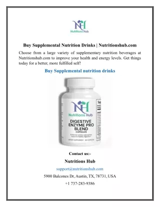 Buy Supplemental Nutrition Drinks  Nutritionshub