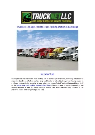 Best Private Truck Parking Station in San Diego