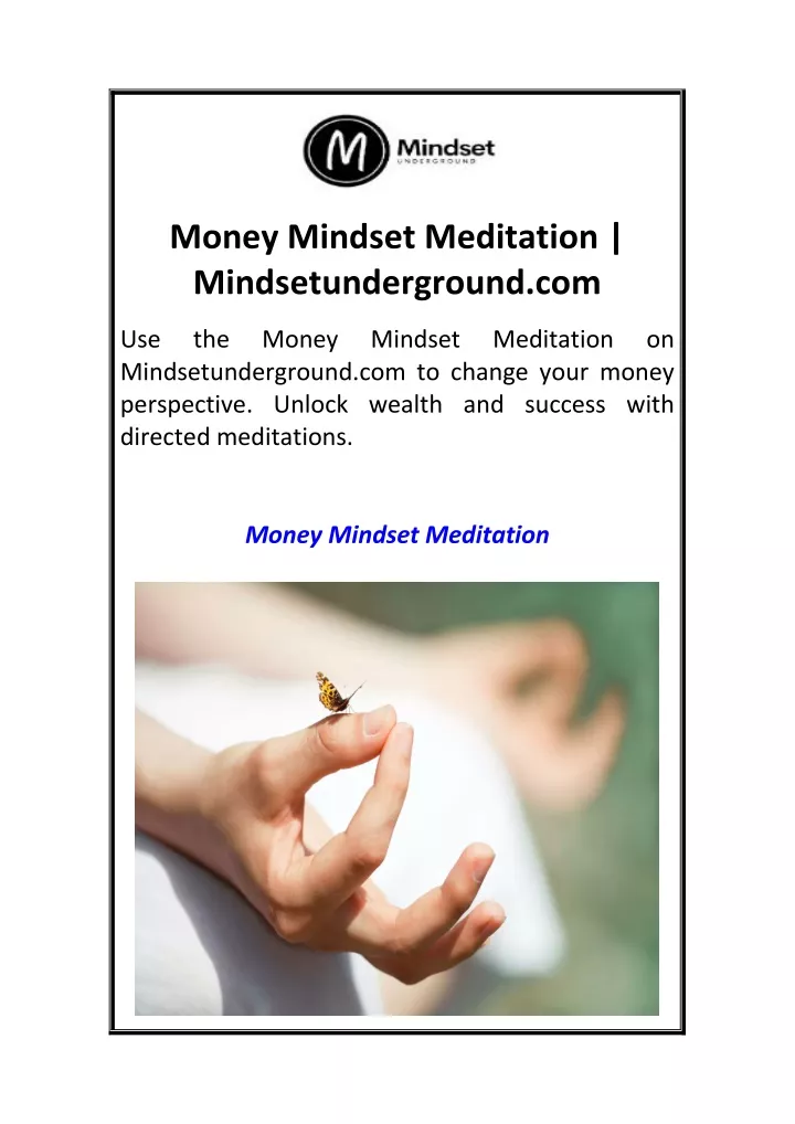 money mindset meditation mindsetunderground com