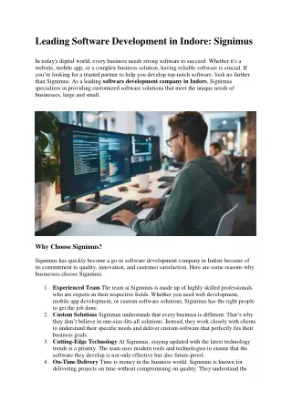 leading software development in indore signimus