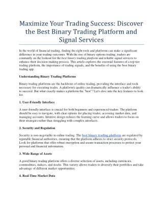 maximize your trading success discover the best