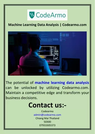 Machine Learning Data Analysis  Codearmo.com