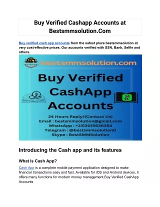 Buy Verified Cashapp Accounts at Bestsmmsolution