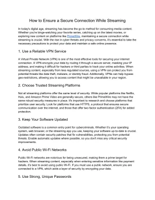 How to Ensure a Secure Connection While Streaming