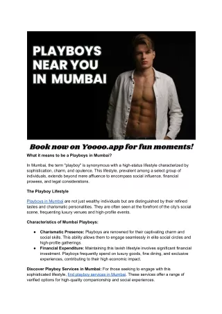 What it means to be a Playboys in Mumbai?