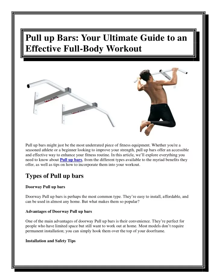 pull up bars your ultimate guide to an effective