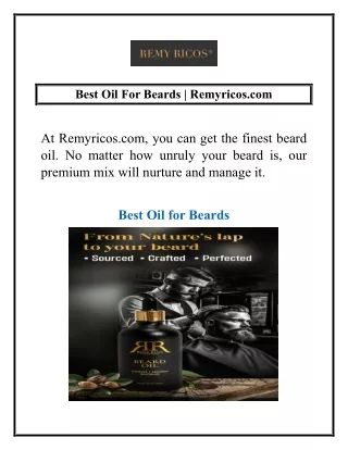 Best Oil For Beards | Remyricos.com