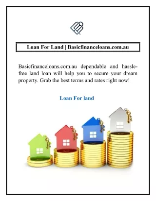 Loan For Land | Basicfinanceloans.com.au