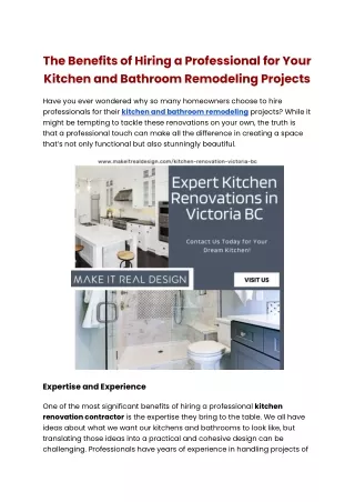 The Benefits of Hiring a Professional for Your Kitchen and Bathroom Remodeling Projects