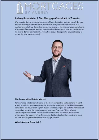 Aubrey Borenstein: A Top Mortgage Consultant in Toronto