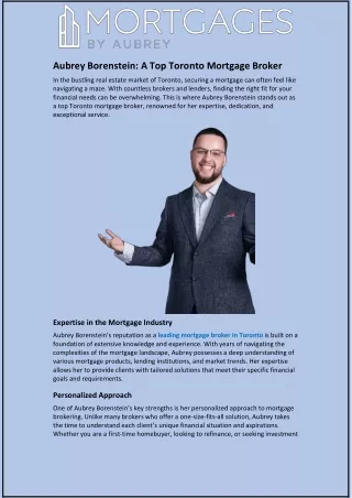 Aubrey Borenstein: A Top Toronto Mortgage Broker