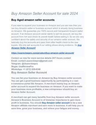 Buy Amazon Seller Account for sale 2024