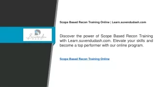 Scope Based Recon Training Online  Learn.suvendudash.com