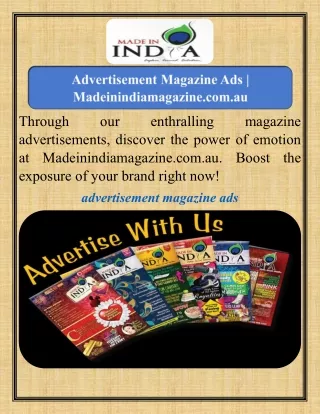 Advertisement Magazine Ads   Madeinindiamagazine.com.au