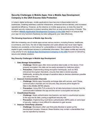 Safeguarding Mobile Apps: How USA-Based Developers Tackle Security Challenges