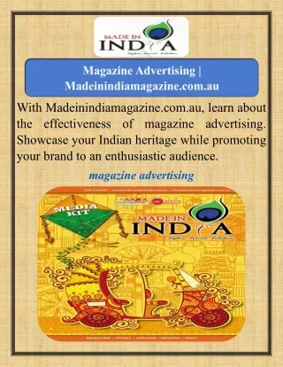 Magazine Advertising   Madeinindiamagazine.com.au
