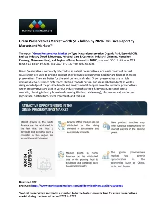 $1.5 Billion Green Preservatives Market by 2028: A Shift Towards Natural and Sus