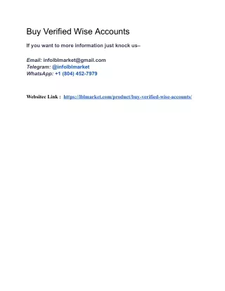 Propular Best Sites Buy Verified Wise Accounts At Presents
