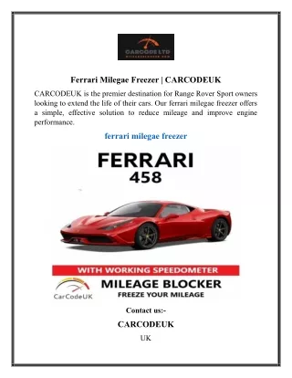 Ferrari Milegae Freezer  CARCODEUK