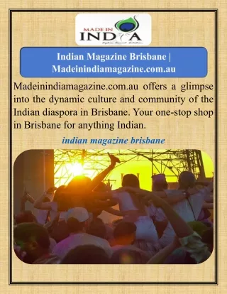 Indian Magazine Brisbane   Madeinindiamagazine.com.au