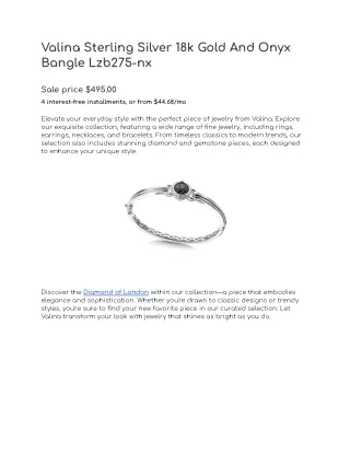 Valina Sterling Silver 18k Gold And Onyx Bangle