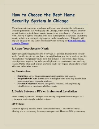 How to Choose the Best Home Security System in Chicago