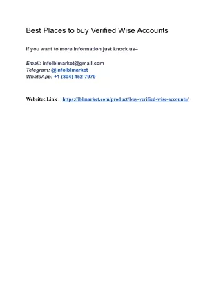 Famouse Best Sites Buy Verified Wise Accounts  At Presents