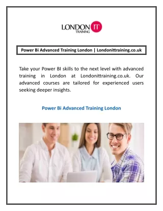 Power Bi Advanced Training London | Londonittraining.co.uk