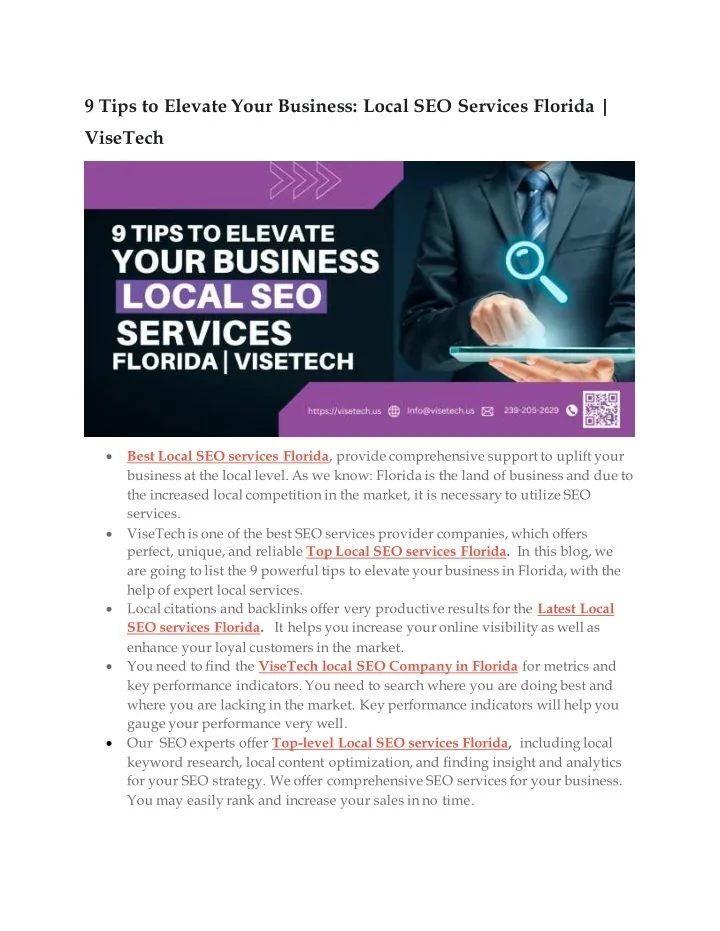 PPT - 9 Tips to Elevate Your Business Local SEO Services Florida ...
