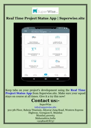 Real Time Project Status App  Superwise.site