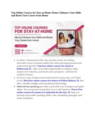 Top Online Courses for moms