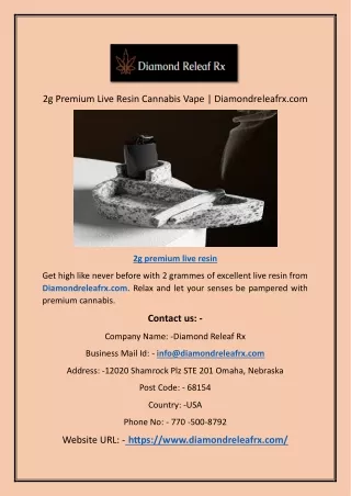 2g Live Resin Vapes | Diamondreleafrx.com