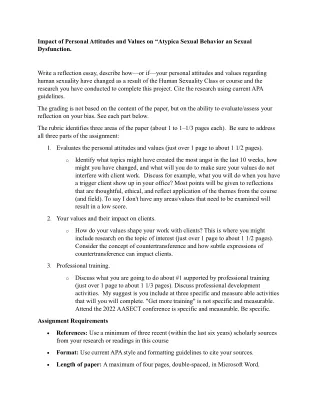 Impact of Personal Attitudes and Values Paper Solution