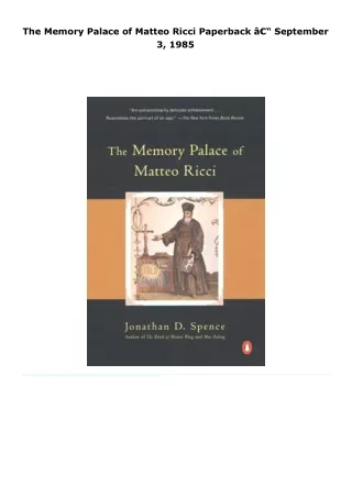the memory palace of matteo ricci paperback