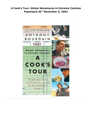 read a cook's tour: global adventures in extreme cuisines     paperbac