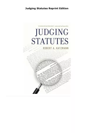 judging statutes reprint edition i i