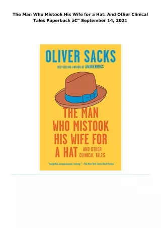 read the man who mistook his wife for a hat: and other clinical tales