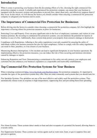 Choosing the Right Commercial Fire Protection Company: Factors to Consider