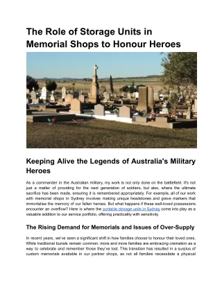 The Role of Storage Units in Memorial Shops to Honour Heroes
