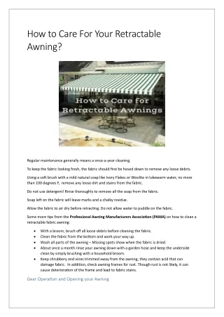 How to Care For Your Retractable Awning