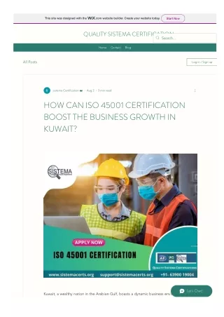 HOW CAN ISO 45001 CERTIFICATION BOOST THE BUSINESS GROWTH IN KUWAIT?