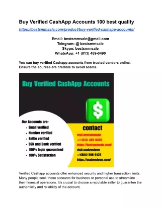 Buy Verified CashApp Accounts 100 best quality