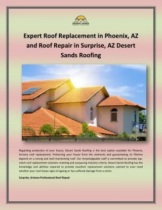 Expert Roof Replacement in Phoenix, AZ and Roof Repair in Surprise, AZ Desert Sa