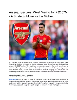 Arsenal Secures Mikel Merino for £32